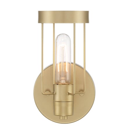 Designers Fountain Tafo 9.5in 1-Light Golden Mist Industrial Indoor Wall Sconce with Metal Cage D273M-WS-GM